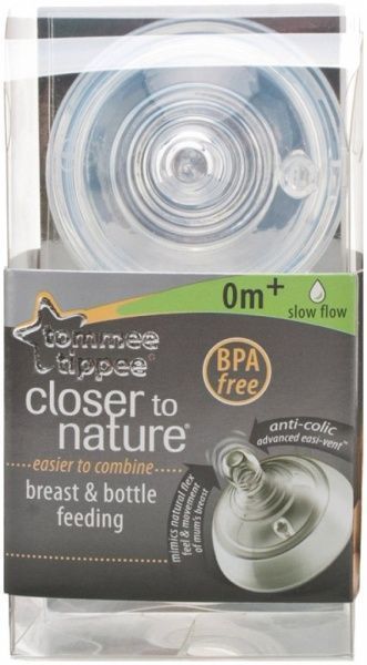 Соска Tommee Tippee Соска силіконова Closer to Nature Tommee Tippee "Повільний потік" 2 шт — фото 1