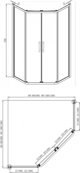 Душевое ограждение Alex Baitler LITE 90х90х200 см