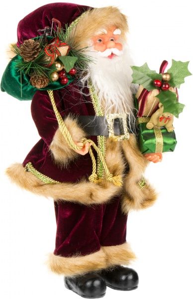 Декоративна фігура Дід Мороз бордовий TM-16025C 40 см 