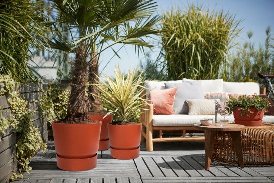 Вазон пластиковый Elho greenville round 40 см круглый 31л терракотовый (8711904332570) 