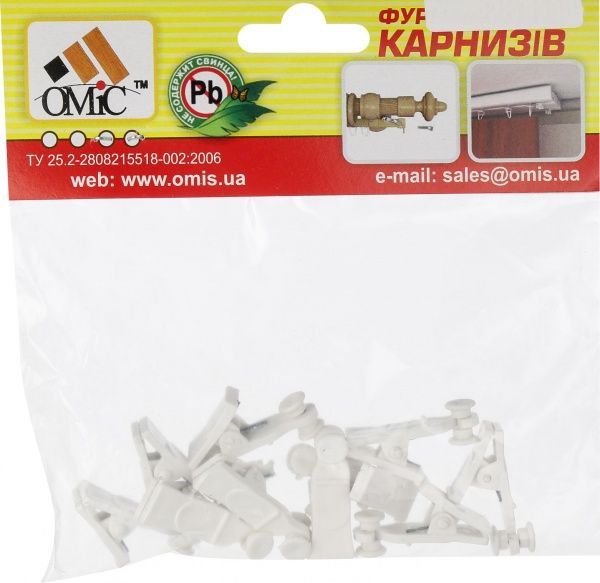 Прищепка с роликом 10 шт. ОМиС наборной белый 