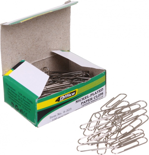 Скрепки 25мм 100шт. никелированные 4-323 4Office