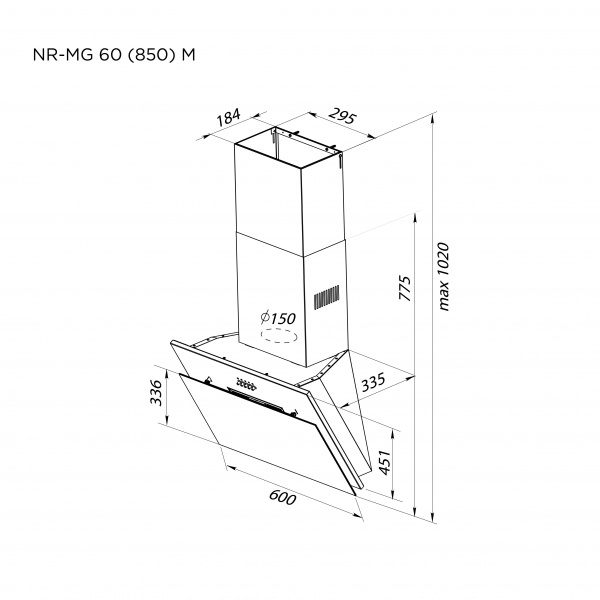 Вытяжка Pyramida NR-MG 60 (850) M BL