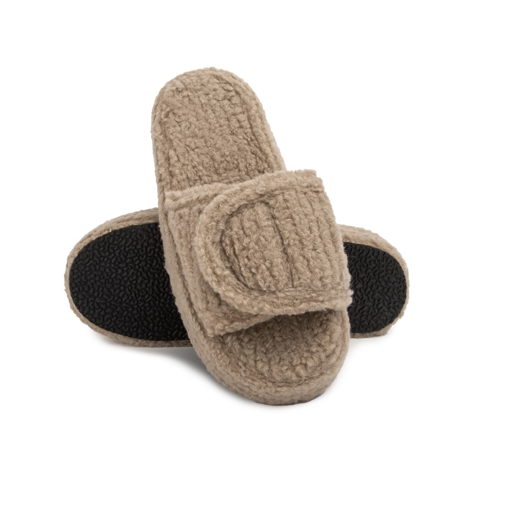 Тапки домашние Twins флис/липучка на платформе 12720 р.40 бежевый