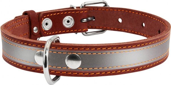 Ошейник Collar со светоотражающей лентой 3,5х48-63 см коричневый