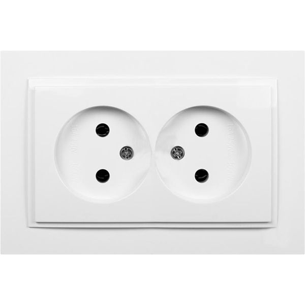 Розетка подвійна без заземлення Mono Despina без шторок без кришки білий 102-190005-121