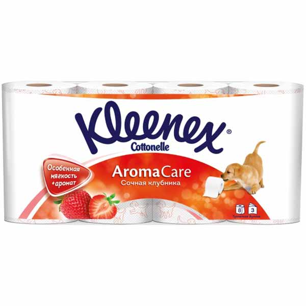 Туалетний папір туалетний папір Kleenex Aroma Care Соковита полуниця тришаровий 8 шт.
