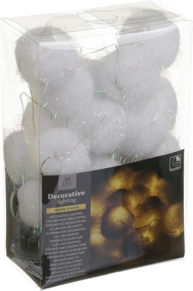 Электрогирлянда теплого белого цвета светодиодная (LED) 20 ламп 1,9 м 