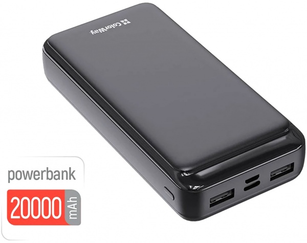 Универсальная мобильная батарея ColorWay 20000 mAh black (CW-PB200LPD2BK) 