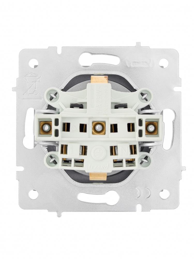 Механізм розетки 1 із заземленням Lezard Vesna IP20 сірий 742-3588-124B