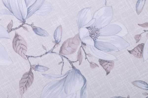 Скатертина Квіти 140x180 см сірий із блакитним Luna 