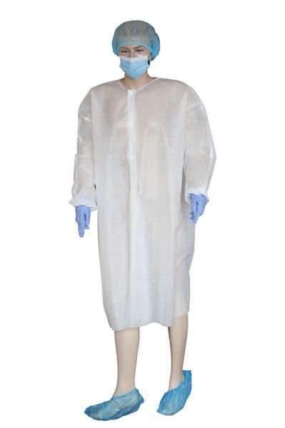 Халат из спанбонда на кнопках 25 г/кв. м р. XXXXL рост универсальный белый