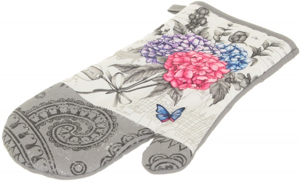 Набір кухонний прихватка і рукавичка Гортензія сірий Luna 