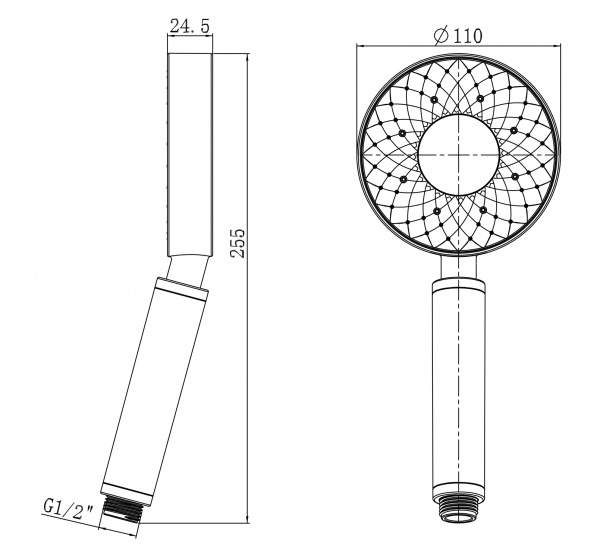 Лейка для душа Rubineta Luna (BK) (B) 110 мм 