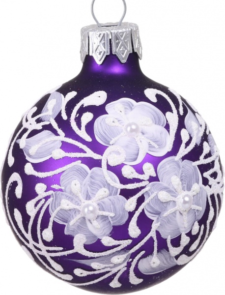 Шар новогодний цветочная серия d 60 мм в ассортименте 2200