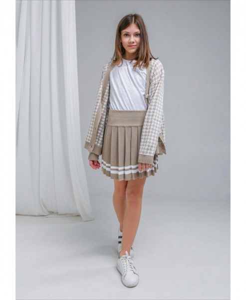 Юбка для девочек плиссе ART KNIT р.128134128–134 бежевый 