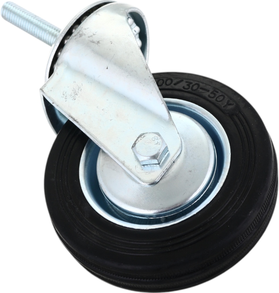 Колесо d100 мм резиновое поворотное с резьбовым штырем M10