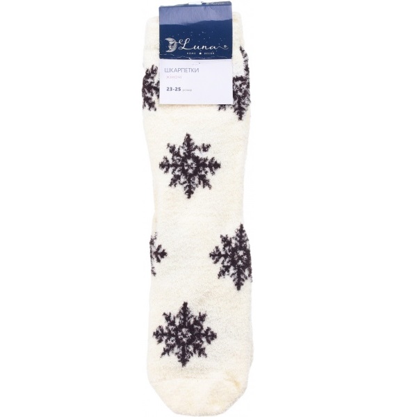 Носки женские Luna пушистые Снежинки р. 23-25 молочный 