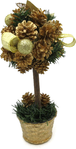 Декорация новогодняя Дерево с хвоей и цветком 25 см T03-19A06V/1 
