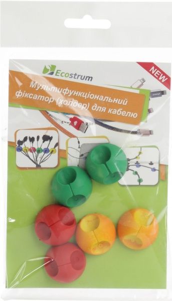 Набір фіксаторів універсальних Ecostrum для кабелю жовті/зелені/сині по 2 шт. 004F