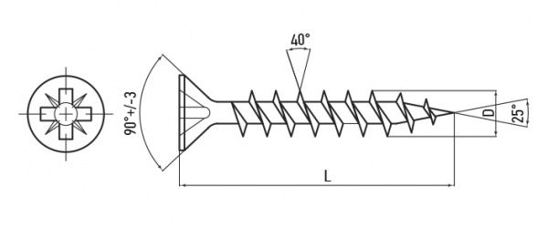 Саморіз по дереву оцинкований 3.5x20 мм 1000 шт Muller