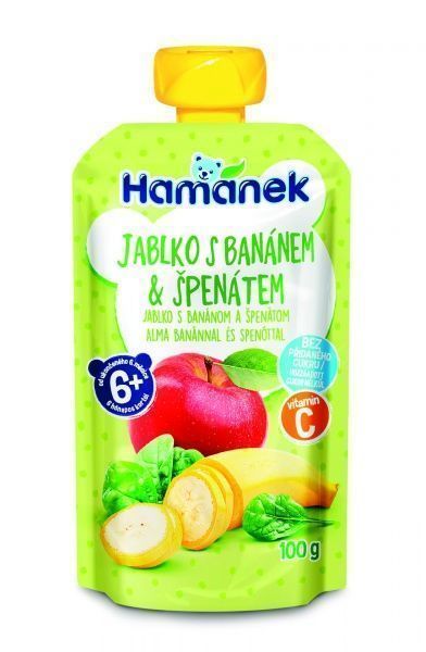 Пюре Hamanek Яблуко з бананами і шпинатом 100 г 