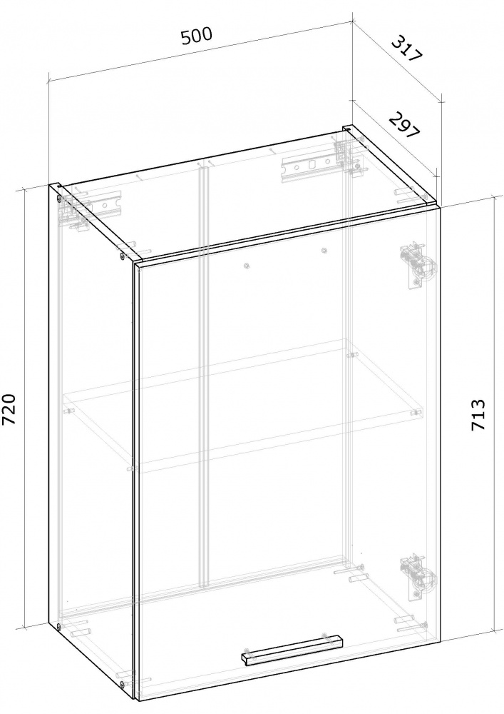 Шкаф верхний В 50х72х30 МС Кашемир кашемир/кашемир Грейд
