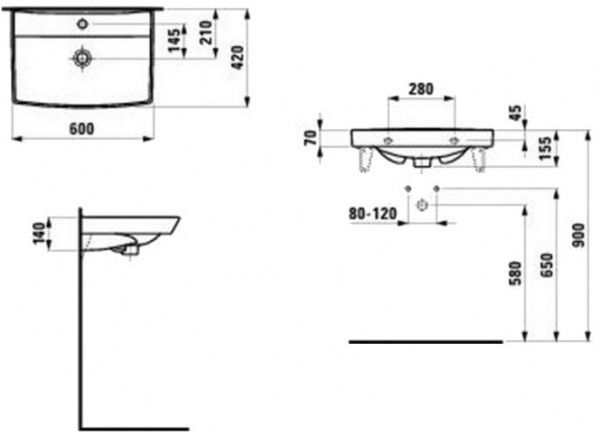 Умывальник Laufen Pro Nordic 60 1095.6