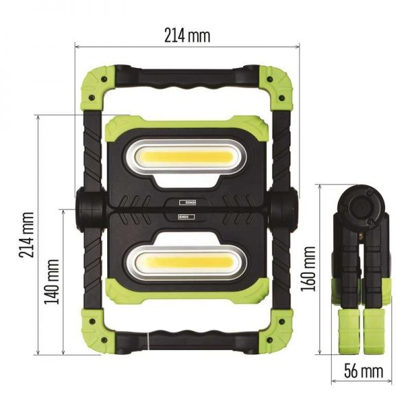 Фонарь прожекторный Emos LED 20W 2000Lm Li-Ion P4536 черно-зеленый 