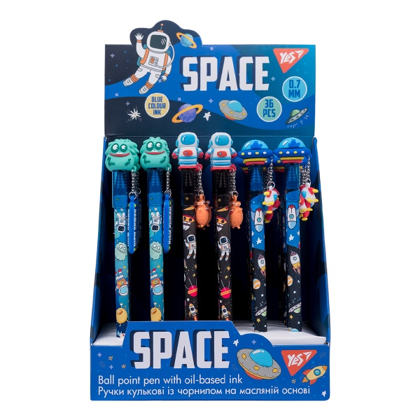 Ручка кулькова YES Space Aliens 0,7 мм синя 412076 