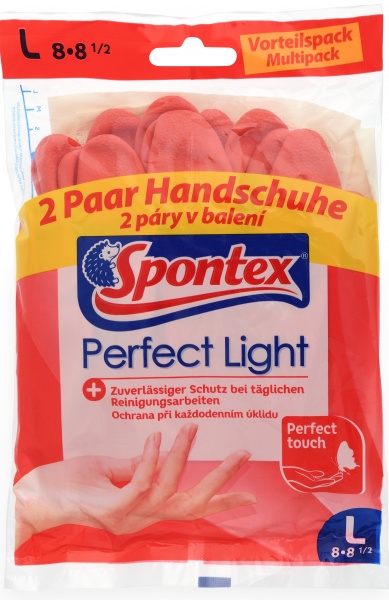 Перчатки латексные SPONTEX PERFECT LIGHT стандартные крепкие р.L 2 пар/уп. 