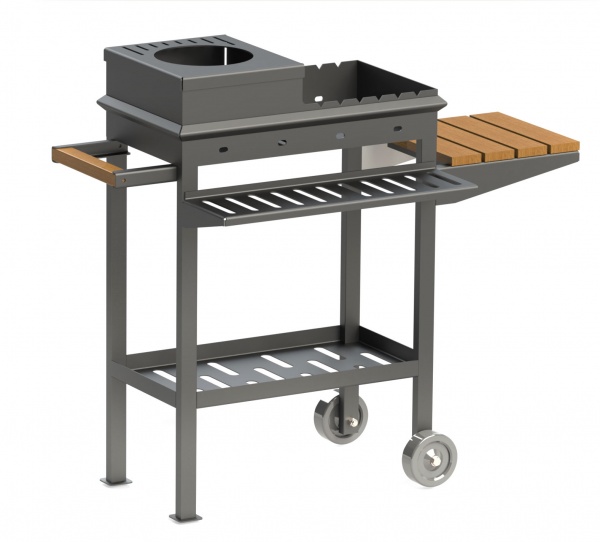 Мангал стационарный двухуровневый с колесиками 1180х380х1000