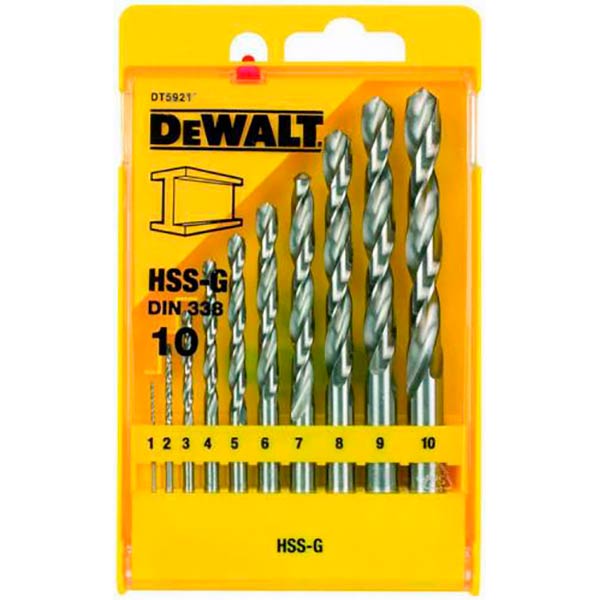 Набор сверл по металлу DeWalt HSS-G 1-10 мм 10 шт. DT5921