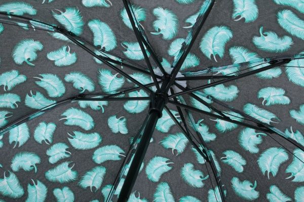 Парасолька Пір'я, складна, півавтомат бірюзовий 