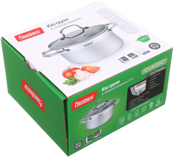 Каструля зі скляною кришкою Classic 3,5 л Flamberg