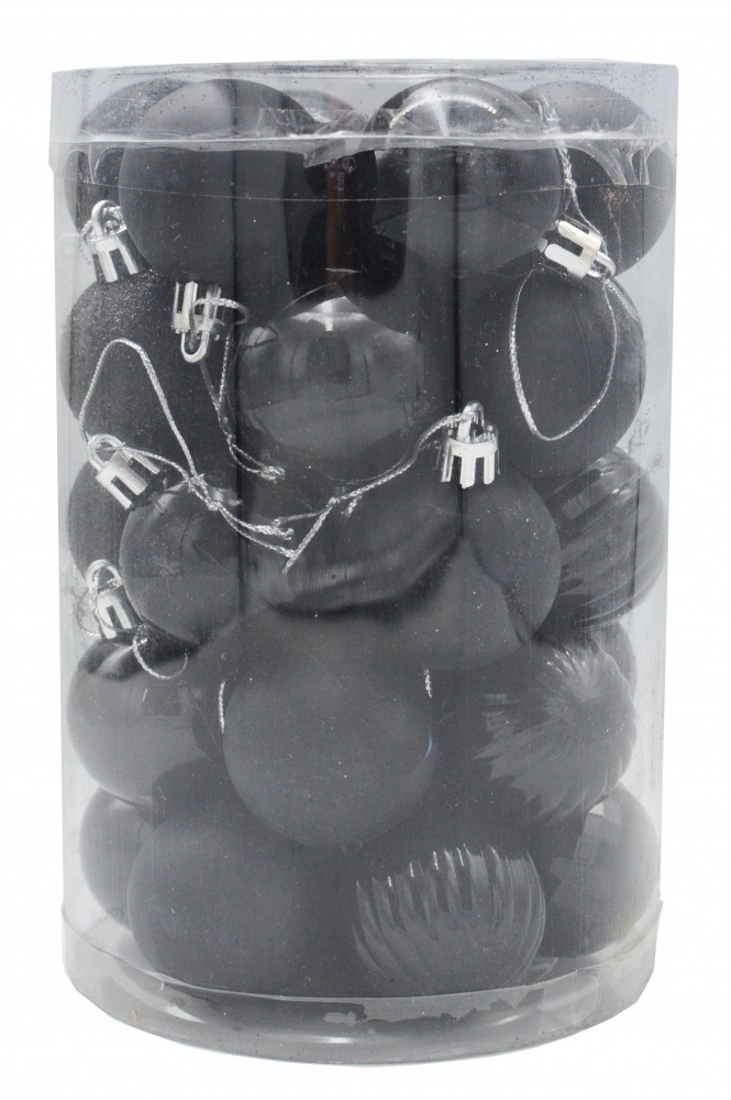 Набор елочных шаров SYBA02BK04 черный d 40 мм 34 шт./уп.