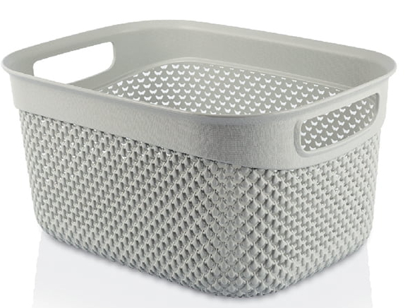 Корзина Ucsan Plastik DROP прямоугольная 163006.2 6,6 л серый металлик 