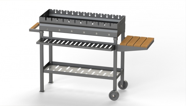 Мангал стационарный с колесиками 1530х380х1000