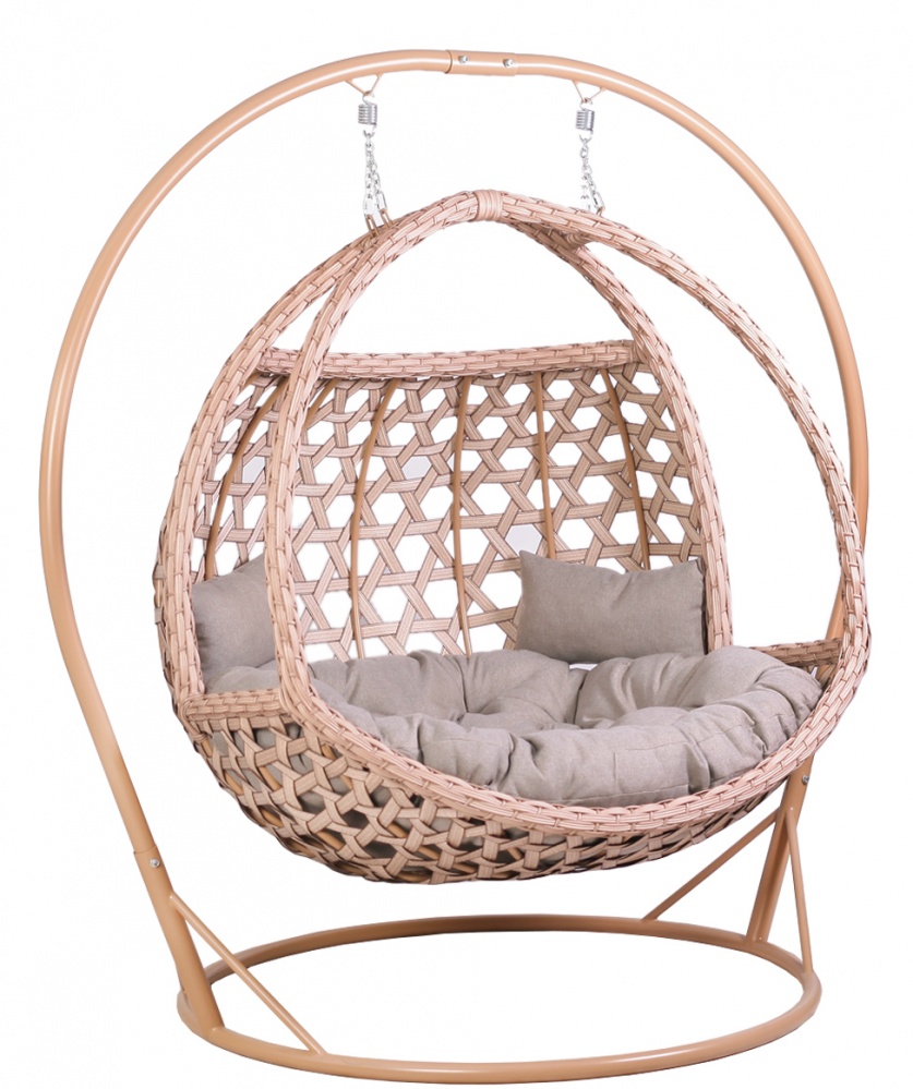 Кресло-кокон Bella Vita Оливер 2-мест с подушкой (1320x1000x1300 мм) золотой дуб