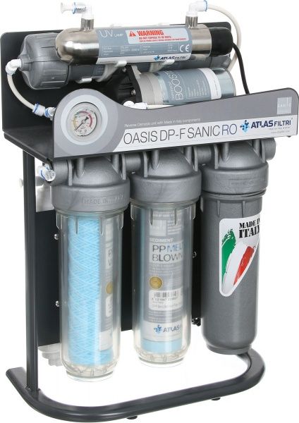 Система зворотного осмосу Atlas Filtri Oasis Dp-F Sanic Pump-UV з насосом, мінералізатором, каркасом та УФ-лампою