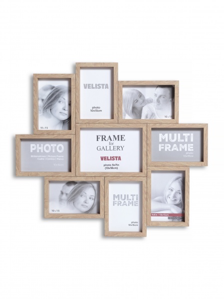 Коллаж Velista (8х10х15, 1х13х18) світле дерево 9 фото 10x15 см светлое дерево 