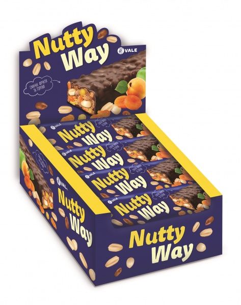 Батончик Vale горіховий NUTTY WAY мюслі з фруктами глазурований 40 г