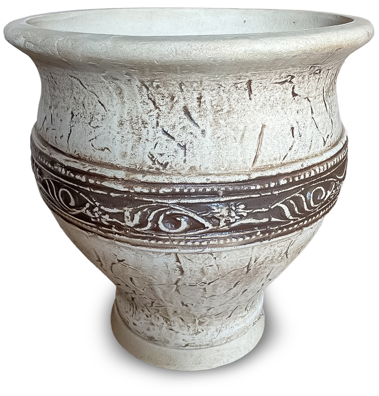 Горшок посадочный шамот Венеция круглый античный коричневый с белым 30 л Наша Кераміка