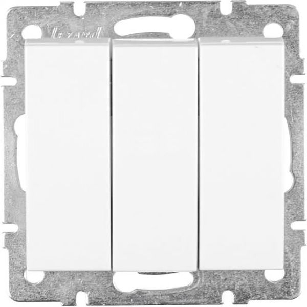 Вимикач триклавішний Lezard Rain без підсвітки 10 А 220В білий 703-0288-109