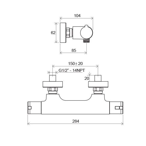 Змішувач для душу Ravak TE 032.00/150