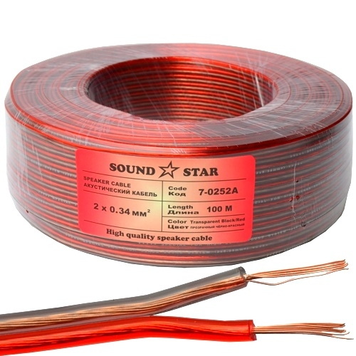 Кабель акустический многожильный ЕМТ 2х0,34 кв.мм прозрачный 0,34 медный алюминий CCA 