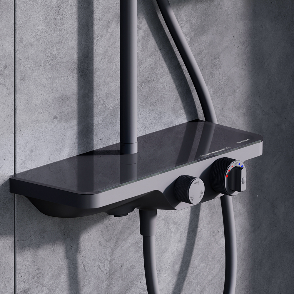 Душевая система Damixa 947760300 Apollo, с ванно-душевым термостатическим смесителем-полкой