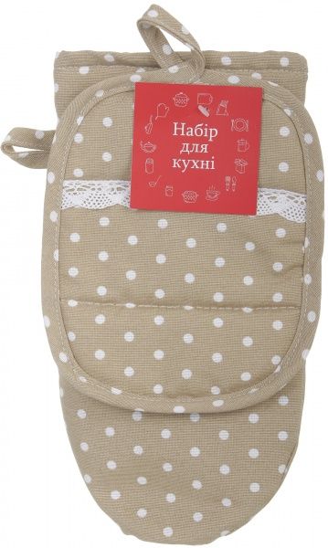 Прихватка-варежка Горох бежевый Прованс 