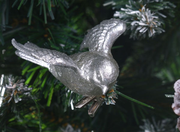 Подвеска Птичка 3Д 6х6х4 см серебряный