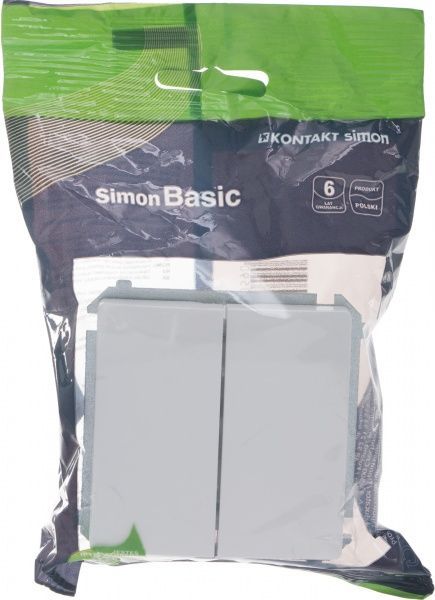 Вимикач двоклавішний Simon Basic без підсвітки 10 А 250В білий BMW6/2.01/11